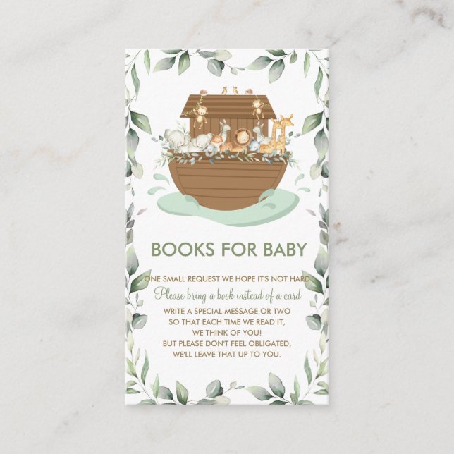 Carte D'accompagnement Noah's Ark Greenery Baby showers Livres pour bébé (Devant)