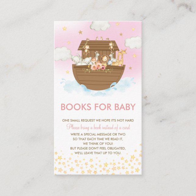 Carte D'accompagnement Noah's Ark Pink Baby shower Livres pour bébé (Devant)
