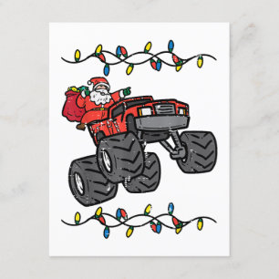 Carte D'accompagnement Noël Père Noël Monster Camion Garçons Enfants Enfa
