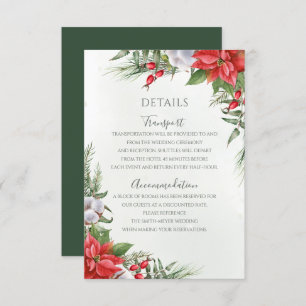 Carte D'accompagnement Noël Poinsettia Mariage de verdure d'hiver