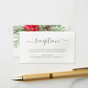 Carte D'accompagnement Noël Poinsettia Mariage de verdure d'hiver