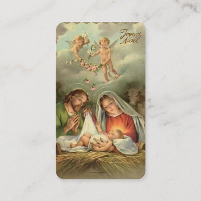 Carte D'accompagnement Noël religieux Jésus Saint Joseph Vierge Marie (Devant)