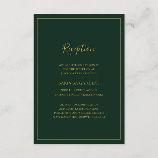 Carte D'accompagnement Noël simple et élégant | Réception de mariage vert (Devant)
