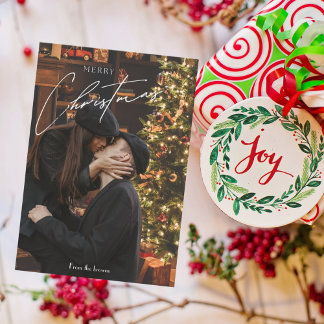 Carte D'accompagnement Noël tendance moderne | Photo romantique en couple