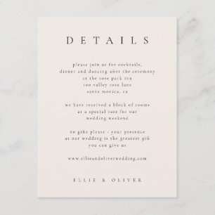 Carte D'accompagnement Noir avec beige Elégant Détails Mariage moderne