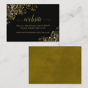 Carte D'accompagnement Noir avec or Floral dentelle Mariage site