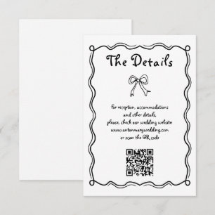 Carte D'accompagnement Noir, blanc mariage griffonné à la main