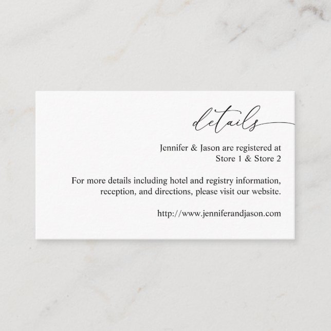 Carte D'accompagnement Noir & Blanc Moderne Calligraphie 3 Détails SM (Devant)