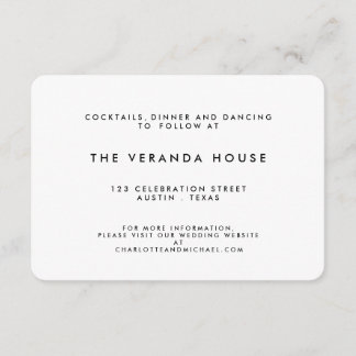 Carte D'accompagnement Noir chic | Mariage moderne blanc