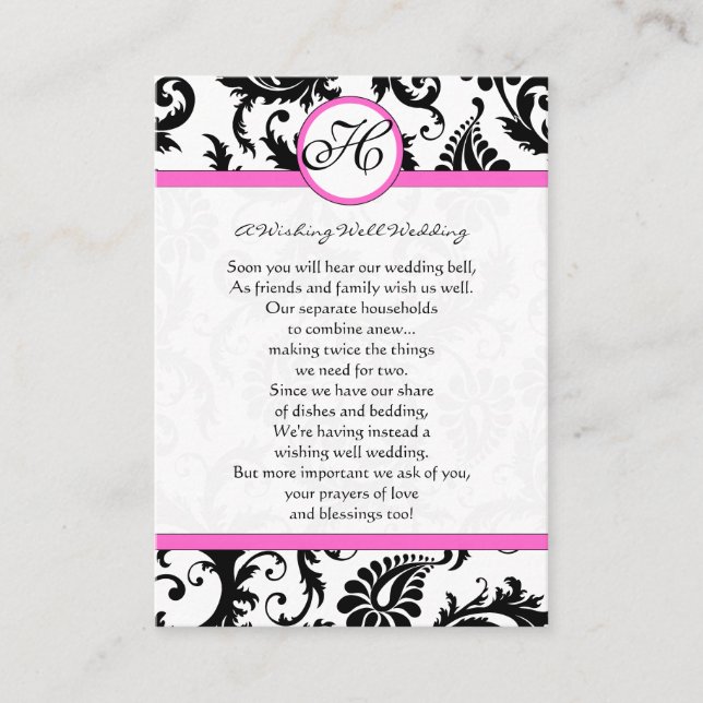 Carte D'accompagnement Noir et blanc Damas rose finition bien (Devant)