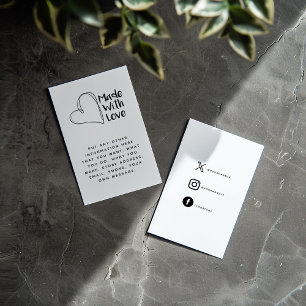 Carte D'accompagnement Noir et blanc fait de coeur d'amour, liens sociaux