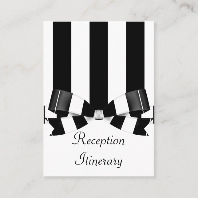 Carte D'accompagnement Noir et blanc Mariage rayé classique (Devant)