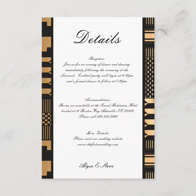 Carte D'accompagnement Noir - Gold Kente (Blanc) (Devant)