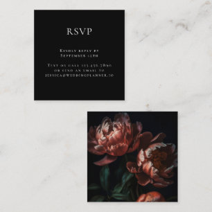 Carte D'accompagnement Noir Moody Romantique mariage floral RSVP