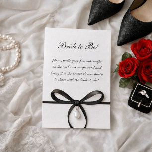 Carte D'accompagnement Noir Nœud Avec Perle Mariage Style Ancienne Fortun