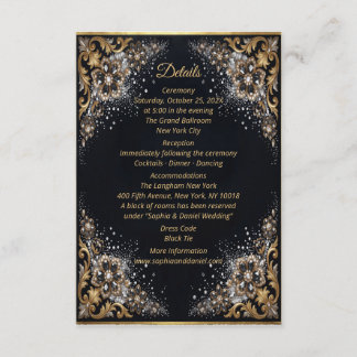 Carte D'accompagnement Noir Or Perle Diamant Arc Luxe Formel