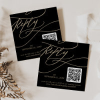 Noir romantique or et Noir QR Code Mariage RSVP