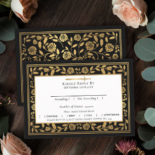 Carte D'accompagnement Noir Royal Médiéval Mariage d'épée RSVP