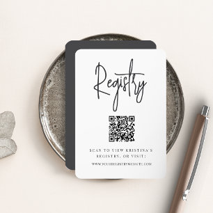 Carte D'accompagnement Noir   Script moderne QR Code Registre de naissanc