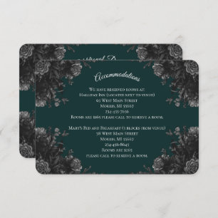 Carte D'accompagnement Noir Vert foncé gris gothique Mariage RSVP Réponse