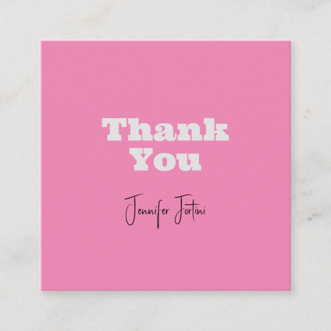 Carte D'accompagnement Nom de calligraphie Élégant rose Plaine Merci (Devant)