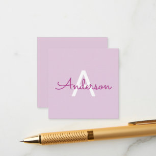 Carte D'accompagnement Nom de script & monogramme Magenta & Violet clai