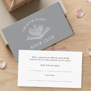 Carte D'accompagnement Nom du club de lecture Choisissez un livre