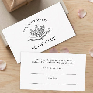 Carte D'accompagnement Nom du club de lecture Choisissez un livre