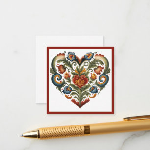 Carte D'accompagnement Norvégien Rosemaling Folk Art Heart