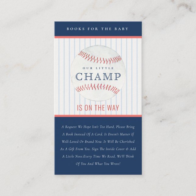 Carte D'accompagnement Nos livres de baseball sur le petit champ pour le  (Devant)