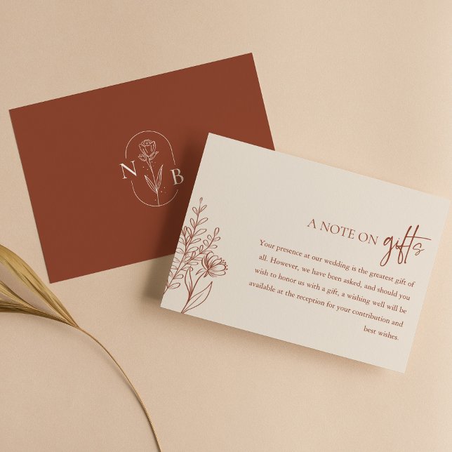 Carte D'accompagnement Note En Terracotta Sur Les Cadeaux Boho Mariage Wi (Créateur téléchargé)