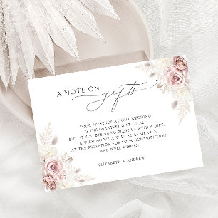 Carte D'accompagnement Note Sur Les Cadeaux Blush Floral Mariage Wishing