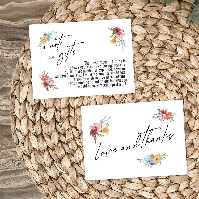 Carte D'accompagnement Note sur les cadeaux peints Mariage Fleur sauvage (Créateur téléchargé)