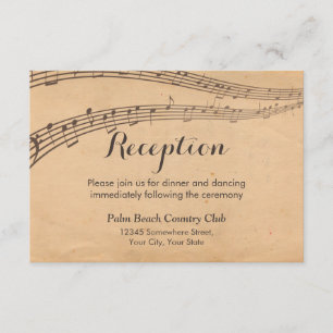 Carte D'accompagnement Notes de musique vintage Réception de mariage musi