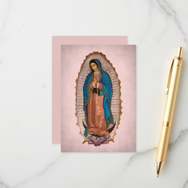 Carte D'accompagnement Notre-Dame de Guadalupe 1531 avec prière (Devant/Arrière en situation)
