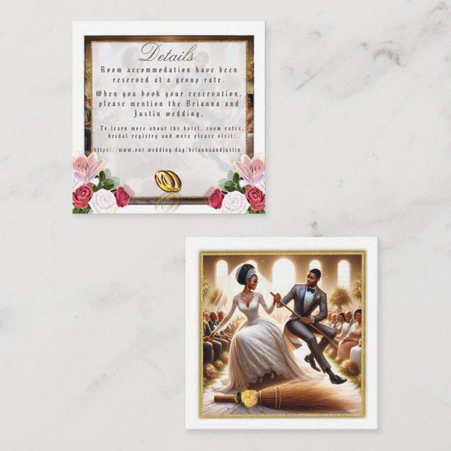 Carte D'accompagnement Notre Jour de Mariage Félicité Élégant  (Devant / Derrière)