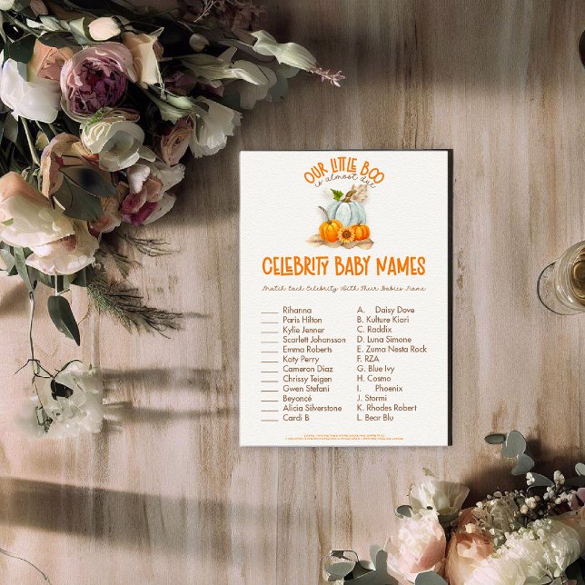 Carte D'accompagnement Notre petit Baby shower Boo Celebrity Baby Jeu (Créateur téléchargé)