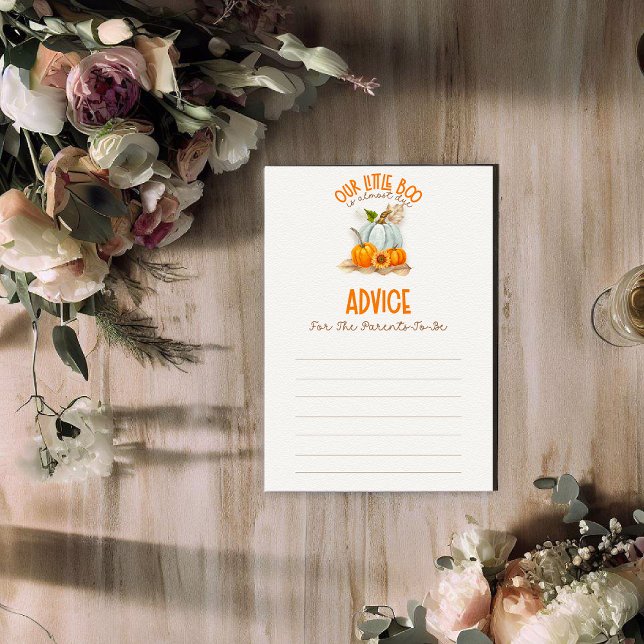 Carte D'accompagnement Notre petit jeu de conseils de Baby shower Boo (Créateur téléchargé)
