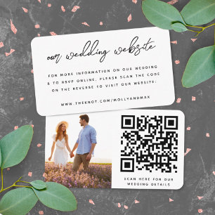 Carte D'accompagnement Notre site Mariage   QR Code photo simple RSVP
