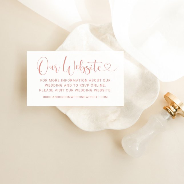 Carte D'accompagnement Notre site Rose moderne Gold Heart Mariage de scri (Créateur téléchargé)