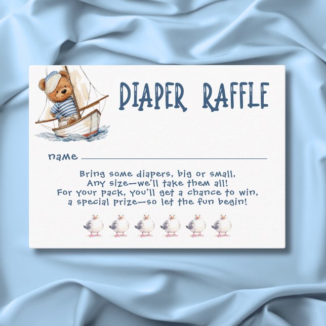 Carte D'accompagnement Nounours nautique  Baby shower de couche (Nautical Boy Sailor Teddy Bears Diaper Baby Shower Enclosure Card)