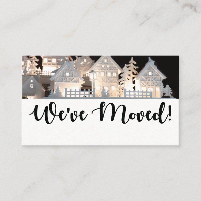 Carte D'accompagnement Nous avons déménagé des maisons de Noël éclairées (Devant)