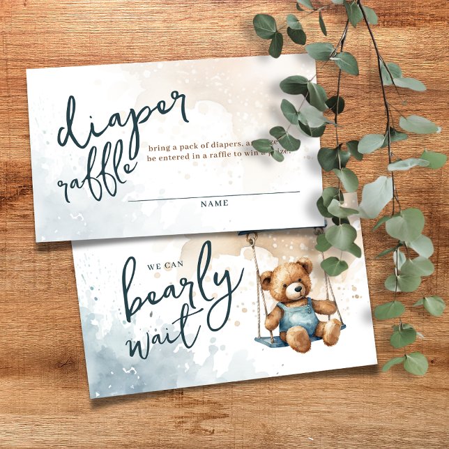 Carte D'accompagnement Nous Pouvons Attendre Dim Teddy Bear Diaper Raffin (Créateur téléchargé)