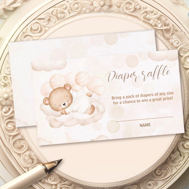 Carte D'accompagnement Nous Pouvons Attendre Rapidement Baby shower Déche (We Can Bearly Wait Baby Shower Diaper Raffle Enclosure Card)