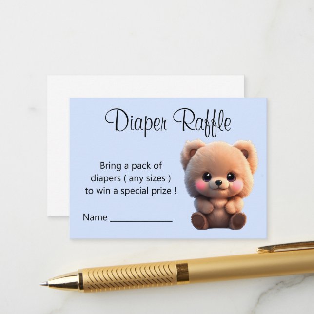 Carte D'accompagnement Nous pouvons Bearly Wait Baby shower ours en peluc (Devant/Arrière en situation)