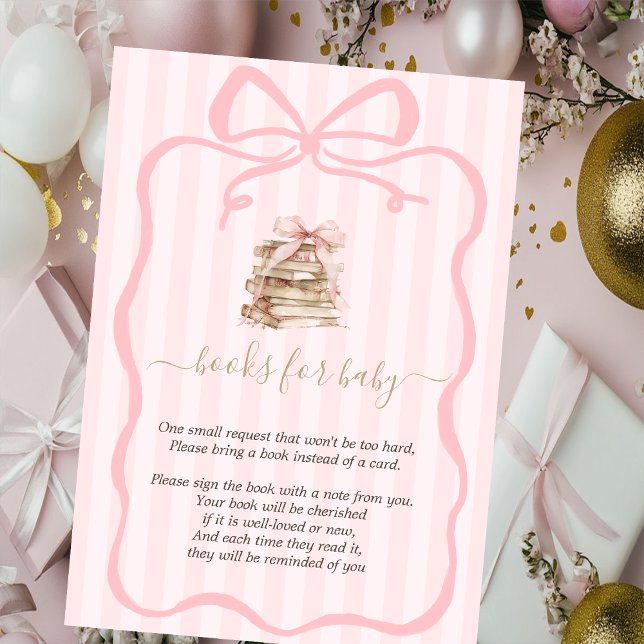 Carte D'accompagnement Nouveau chapitre Baby Shower ruban rose rayé (Créateur téléchargé)