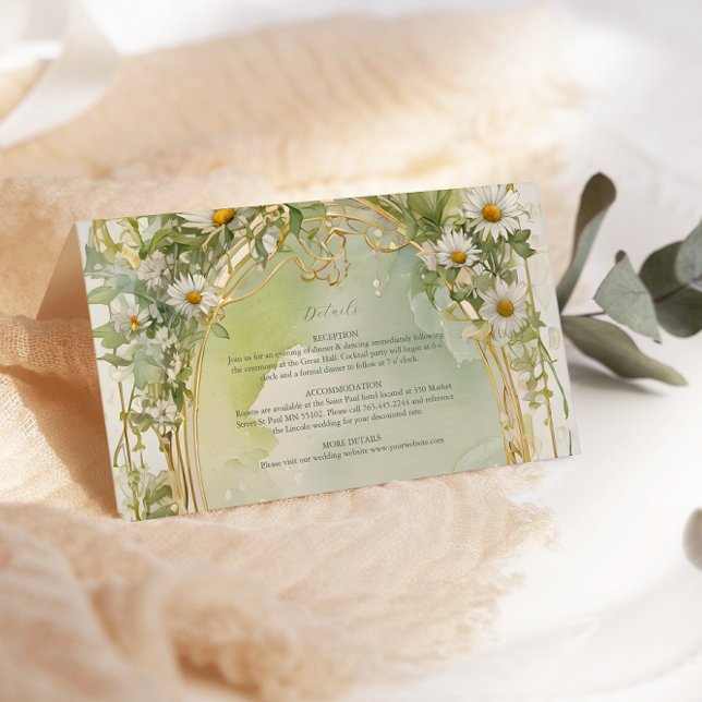 Carte D'accompagnement Nouveau Mariage vert ivoire Daisies (Créateur téléchargé)