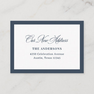 Carte D'accompagnement Nouvelle adresse insérée Calligraphie bleu marin