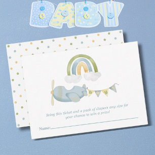 Carte D'accompagnement Nuage d'avion vintage Baby Shower Tirage au sort d