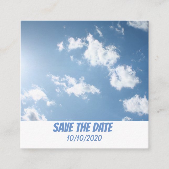 Carte D'accompagnement Nuage et ciel bleu clair SAUVER LA DATE (Devant)